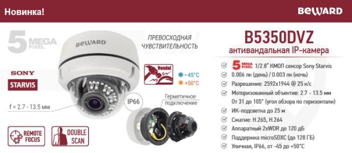 Новинка! Антивандальная IP-камера Beward B5350DVZ с уникальной конструкцией «камера в камере» и моторизованным объективом! Рекомендуем!